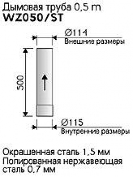 Дымовая труба 0.5 метра, для печей