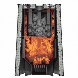 Дровяная банная печь GrillD Violet Romb Short Window Max, камень 100 кг