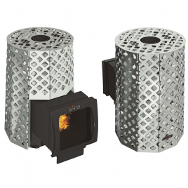 Дровяная банная печь GrillD Violet Steel Romb Long Window Max Pro, камень 100 кг